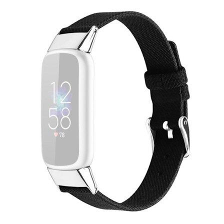 Fitbit Luxe klockarmband i canvasmodell - Svart / Storlek: L