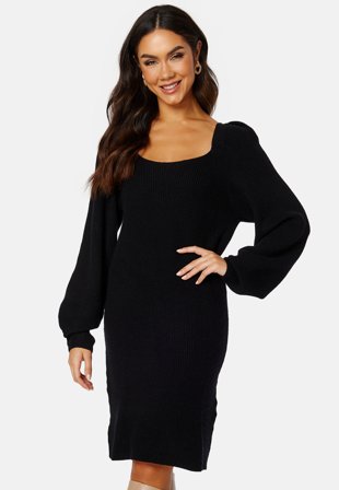 VILA Ril L/S Detail Knit Dress Black Klær