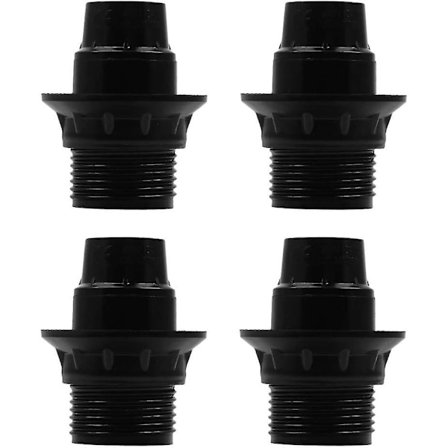 4 stk. E14 fatning lampepære 250V 4A plast fatning til pæreholder ekstern gevind retro stil (sort) snngv