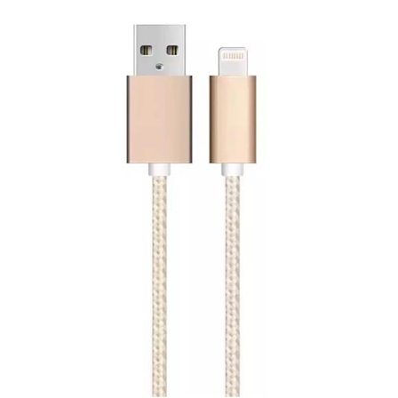 SiGN USB-A till Lightning Kabel 12W 1m - Guld/Nylon