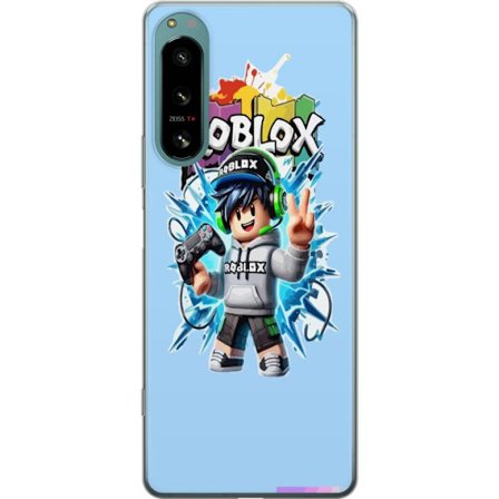 Kompatibelt Mobilskal till Sony Sony Xperia 5 IV Färgstark Roblox-karaktär med handkontroll och energifylld splash art design, perfekt för barnrum