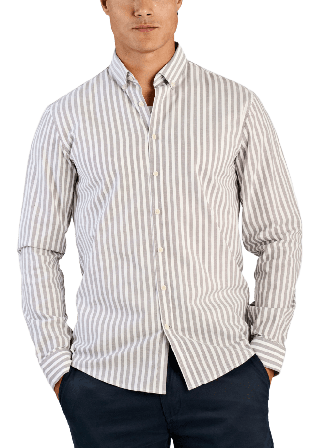 Lindbergh Striped Superflex Oxford L/S Skjortor Herr Grå L