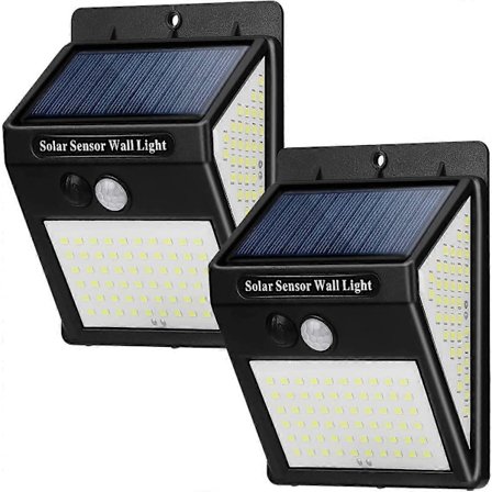 Solcelledrevet utendørslys, bevegelsessensor solcelle utendørslys, 3 moduser [2 pakke 144 LED] Vanntett trådløs solcelle utendørs