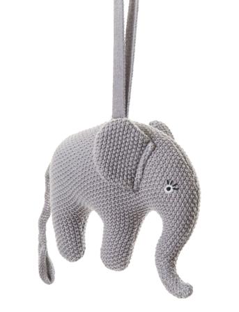 Music Mobile, Elephant Knitted, Blue Rose Toys Soft Toys Stuffed Animals Harmaa Smallstuff