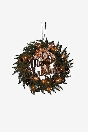 Jotex - Paristokäyttöinen kuusikranssi 25 LED 40 cm Vihreä - Osta Ulkovalaisimet Jotex