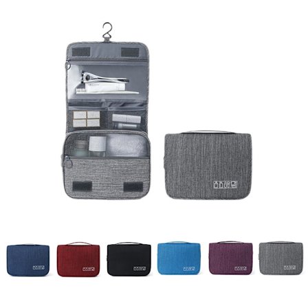 Werwing Hængende Rejse Toilet Taske Foldbar Våd og Tør Adskillelse Kosmetik Organizer Bærbar Krog Vasketaske - Grå