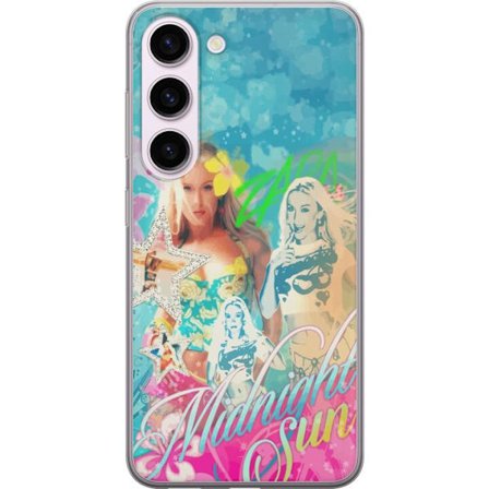 Yhteensopiva Puhelinkuori Samsung Galaxy S23 Seikkailumaailma Steve, Creeper ja eläimillä värikkäässä palikkagrafiikassa