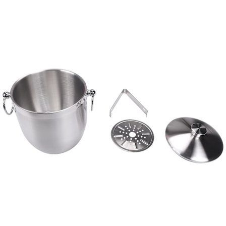 Isolerad Isbehållare i Rostfritt Stål med Tång, 3 Liter, Dubbelväggig, med Tång och Lock