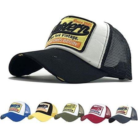 Sort - Mesh Baseball Cap Vintage Golf Hat Strand Bomuld Justerbar