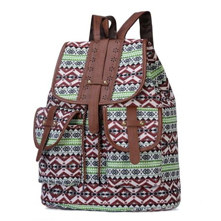 Fritidsryggsekk Ny mønstret skuldertaske, lerretsryggsekk for kvinner