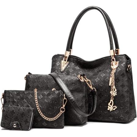 Kvinnors modehandväskor PU-läder axelväskor tofsprydda crossbody-väska påse plånböcker kopplingar kortpaket svart