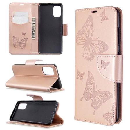 Samsung Galaxy A41 - Fjärilar Plånboksfodral - Roséguld Roséguld