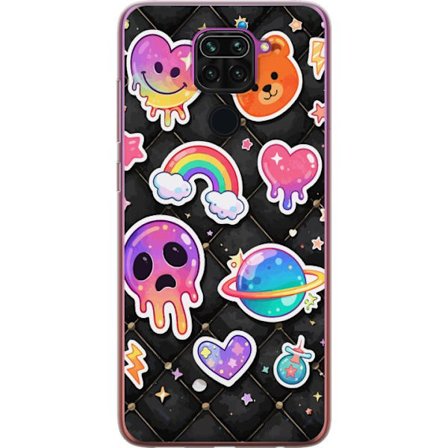 Kompatibel Mobilcover til Xiaomi Redmi Note 9 Farverige kawaii-ikoner med hjerter, regnbue, planeter og stjerner