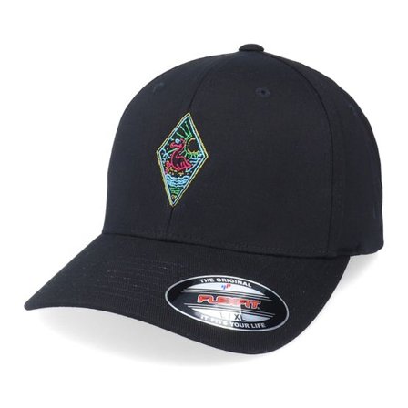 Iconic - Svart flexfit Keps - Summer Neon Flamingo Black Flexfit @ Hatstore