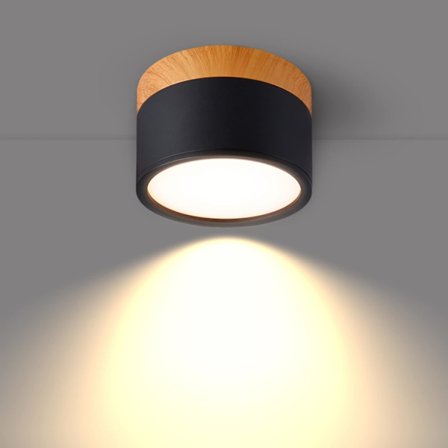 Rund overflade loftspot LED sort varm hvid aluminium loft