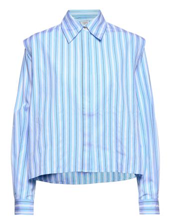 Tar Pleat Shirt Pitkähihainen Paita Sininen NORR
