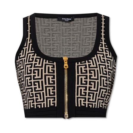 Balmain, Sleeveless crop top Zwart, Dames, Maat:XS,elastisch