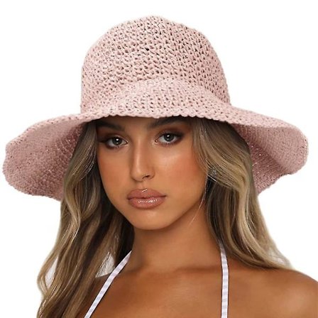 Kvindernes Solskærm Hat Bred Skygge Sommer Strand Hat Kvindernes Foldbare Rejse Halm Hat(Pink)