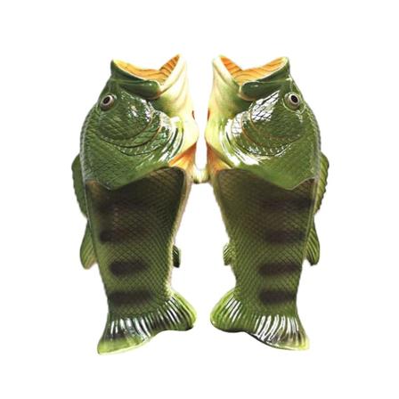 Unisex Simulering 3d Fisketøfler Sommer Funny Fashion Flip Flops For Outdoors Green 42-43