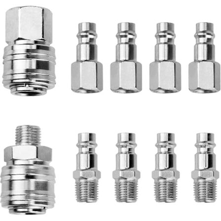 Kompressorin pikaliitin, 10 kpl kompressorin liittimiä 1/4" Bsp pneumaattinen pikaliitin pneumaattinen ilmakytkinsarja kompressorin ilmatarvikeletku 