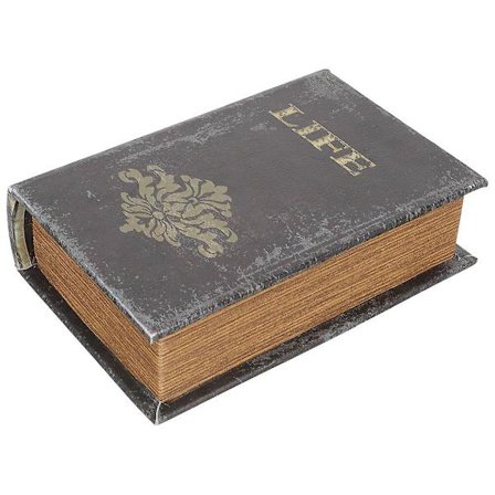 Bogformet opbevaringsboks dekorativ falsk bogboks antik vestlig stil bogopbevaringsboks (24.00X17.00X6.00CM, som vist på billedet)