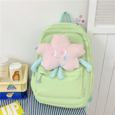 Student ryggsäck skolväska dam ny liten fräsch och söt mode stor kapacitet student ryggsäck högskolestudent skolväska-grön