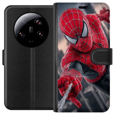 Kompatibelt Plånboksfodral till Xiaomi Xiaomi 13 Ultra Dynamisk Spider-Man-illustration i actionperspektiv, superhjältetema med rörelseekonomi och