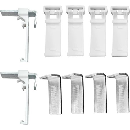 6 stk. Klemmebeslag til Rullegardiner, Uden Boring Duo Rullegardin Klemmebeslag, til PVC Trævindue Dør