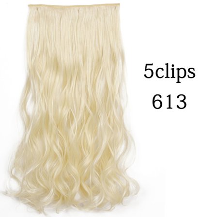 Syntetisk 22 32 tum 5 Clips Hårförlängning Värmebeständig falska hårstycken Långa vågiga frisyrer Clip In Hair Extensions
