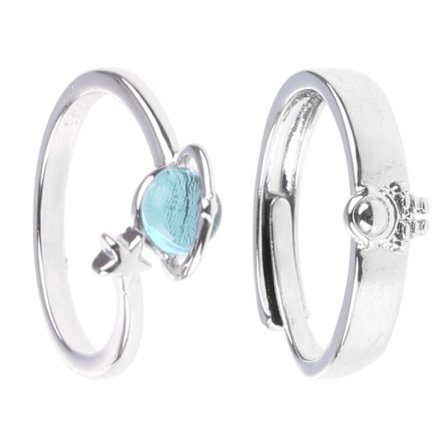 2x Happy Planet Couple Ring Ett par kvinnliga och manliga astronautringar Ljus Lyx Personlighet Ring Älskar Rymdgåva
