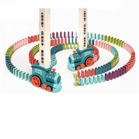 Børn El Domino Tog Bil Sæt Med Lyd Lys Automatisk Lægge Dominoer Blokker Spil