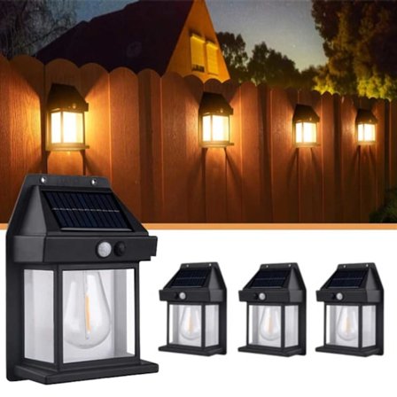 4-Pack Solar Vegglampe med Bevegelsessensor Svart