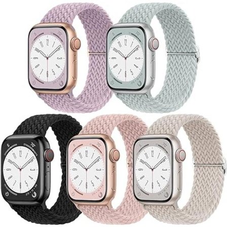 5-pack Flätade Stretchiga Justerbara Armband Kompatibla med Apple Wa