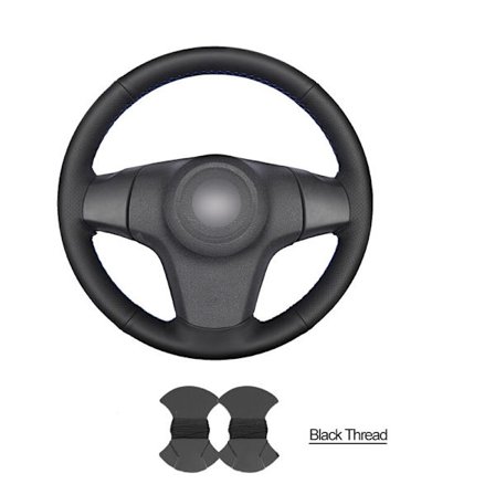 (Gummi Ratt) Handsydd Svart PU Konstläder Ratt Skydd Fläta för Opel Corsa D Chevrolet Niva Lada 3-Ekrad 2006 2007-2020