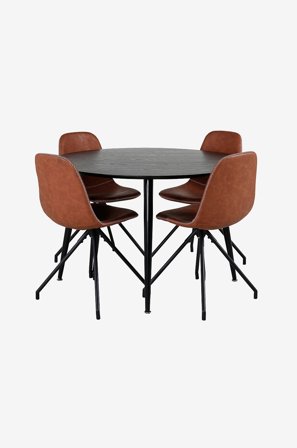 Venture Home - Spisegruppe Doris med 4 Penally spisebordsstole - Sort - Spisebordssæt 4 personer - Fra Homeroom