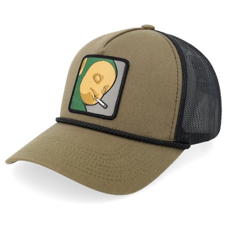 BOOM - Black trucker Czapka Z Daszkiem - Little Green Smoke Guy Rope Olive/Black A-frame Trucker @ Hatstore