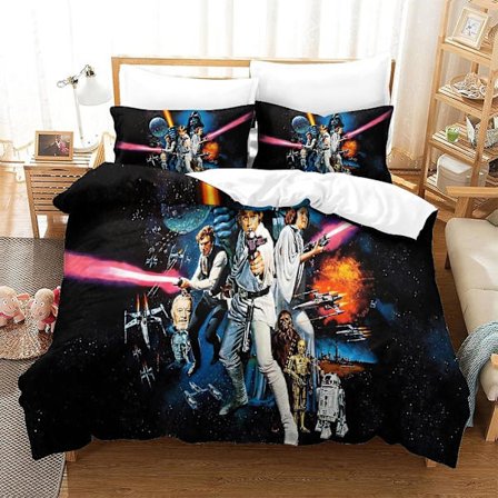 VOSILE Star Wars 3-delt dynetrekksett sengetøy dyne trekk mikrofiber hypoallergent sett egnet for voksne og barn