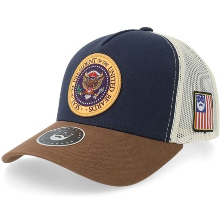 Bearded Man - Blå trucker Keps - Seal Of President Otub Navy/Stone A-frame Trucker @ Hatstore