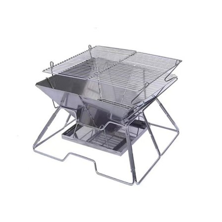 Bærbar trekullgrill for camping, liten sammenleggbar bålplass i rustfritt stål for bål, utendørs