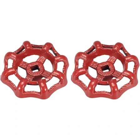 Metallisk Utomhuskran Rund Ratt, Fyrkantig Tapp 7x7mm, Ratt OD 63mm Färgad Gjutstål Röd 2 st