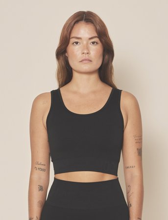 Moonchild Yoga Wear Soft Rib Seamless Crop Top - Black - M