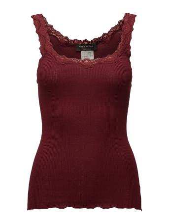 Silk Top W/ Lace T-shirts & Tops Sleeveless Rød Rosemunde*Betinget Tilbud