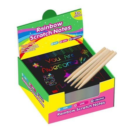 DIY Regnbue-Skrapepapir Kunstsett Tegneaktivitet Flerfarget Skrapekort for Hjemmeskole