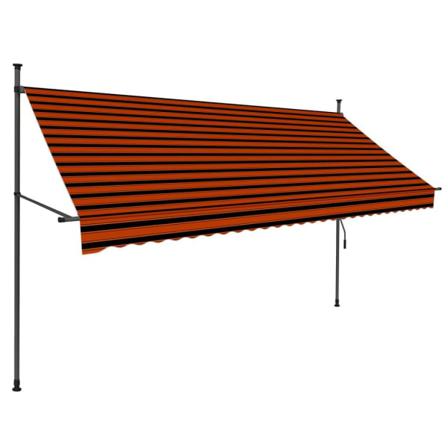 Vidaxl Markis Manuellt Infällbar Med Led 300 Cm Orange Och Brun Multifärg