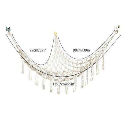 Boho Säilytysverkko Pehmoleluille (Erittäin Suuri) ja Pehmoleluverkko tai Riippumatto Pienille Pehmoleluille tai Pehmoyksille