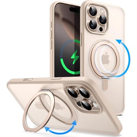 360 Graders Roterende Ring Cover til iPhone 16 Pro 6,3-tommer med Kamerakontrolknap, MagSafe-kompatibel, Slankt Telefon Cover med Støttefod & Ring