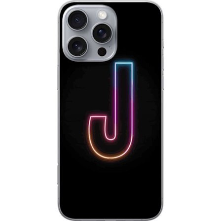 Yhteensopiva Puhelinkuori Apple Apple iPhone 16 Pro Max Minimaalinen neonkirjain J värien vaihtuessa valossa mustaa taustaa vasten