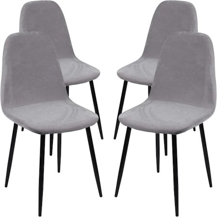 Skandinavisk fløyel stolseter, sett med 4 stretch spisestuestoler