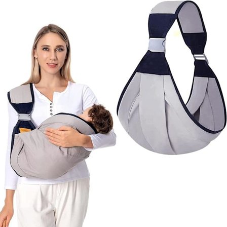 All Gray Baby Carrier, Wraparound Baby Carrier, Justerbar Baby Sling, Baby Sling, Andningsbar Baby Carrier, Newborn Sling, Nyfödda och Småbarn upp 