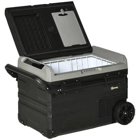 Rootz Portable Kyl - Bilkyl - Kyl - Campingkyl - Resekyl - Kylbox - 40l Med LED-belysning - Med Handtag Transport - Grå/Svart